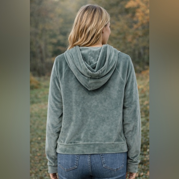 Victoria’s Secret Velour Zip-Up Hoodie Jacket Green Size Small - Picture 2 of 6